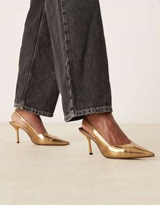 ASOS DESIGN Sabrina slingback stiletto heels in bronze | ASOS