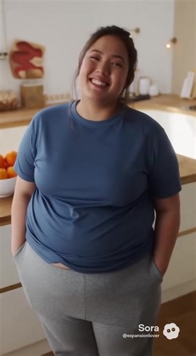 Finally gaining the weight she always wanted #expansion #weightgain #stuffing #belly