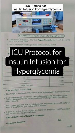 ICU protocol for insulin infusion for hyperglycemia