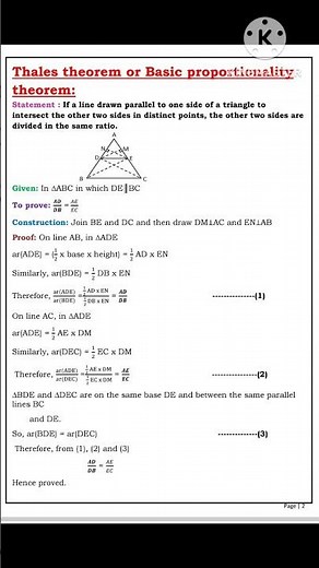 Thales theorem/Basic proportionality theorem/BPT theorem