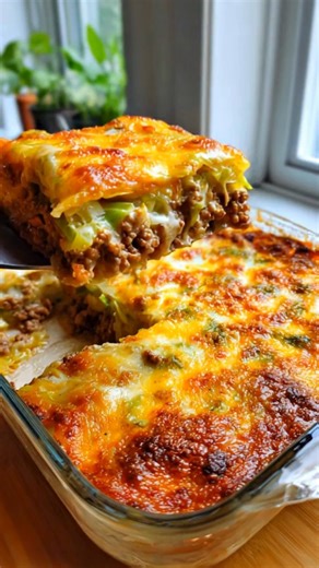🥬🧀 The Ultimate Low-Carb Comfort Food: Creamy Cheesy Cabbage Casserole! ⏱️ Prep: 15 mins | 🔥 Cook: 30 mins | 🍴 Serves: 6 🛒 WHAT YOU NEED: The Hearty Base: 1 lb Ground Beef 🥩 1 medium Onion, chopped 🧅 1 large head Green Cabbage (chopped into 1-inch squares) 1 tbsp Olive Oil The Secret Creamy Sauce: 1 cup Cottage Cheese (full fat makes it best!) ½ cup Sour Cream 1 large Egg (helps set the sauce) 🥚 1 tsp Garlic Powder 1 tsp Onion Powder 1 cup Shredded Cheddar Cheese (divided) 🧀 👩‍🍳 HOW T