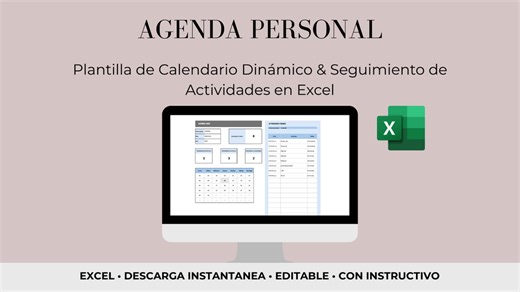 Plantilla de Agenda Personal en Excel | Calendario Dinámico & Gestor de Actividades | Planificador Interactivo (Español)