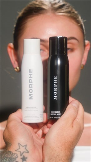 A full face of Morphe Setting Sprays 💧 Here’s how to use OG Continuous Setting Mist with NEW Lifeproof Continuous Setting Mist: ⭐ Continuous Setting Mist: Everyday setting spray to melt your makeup between steps activate the Molten Metal Eyeshadows ⭐ NEW Lifeproof Continuous Setting Mist: High-performance 16-hour setting power* for life’s major moments *Based on a 31-subject consumer study | Morphe