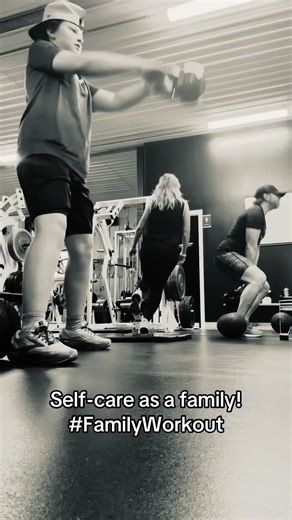 Taking care of ourselves together looks like sweat, laughter, poking fun at each other and gaining strength. 💪 Choosing our health. Choosing to model what it looks like to show up - side by side. Strong bodies. Strong partnership.🧑‍🧑‍🧒 #StrongerTogether #MarriageInMotion #HealthyFamily #ModelingMatters #RealLifeWellness