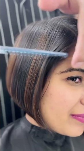 Modern bob haircut with nape shave