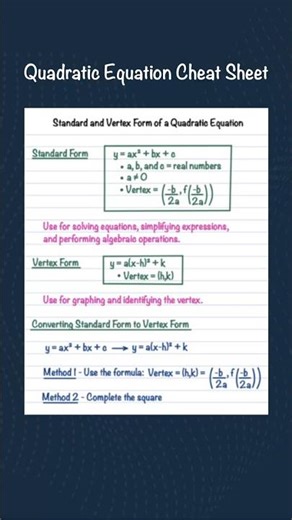 Standard Form vs Vertex Form of a Quadratic (Quick Guide)