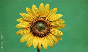 green screen video frame capturing wild sunflower blooming fully in animated loop against flat green background