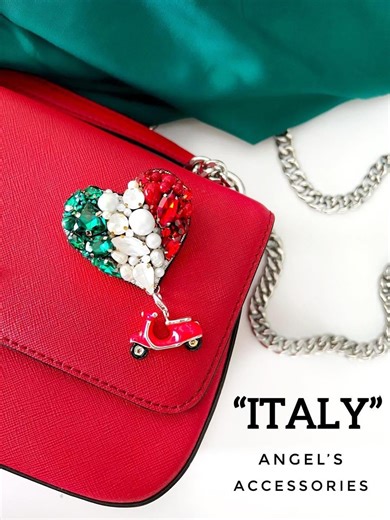 Hand-embroidered Italian Flag Heart Brooch With Detachable Scooter Charm - Etsy