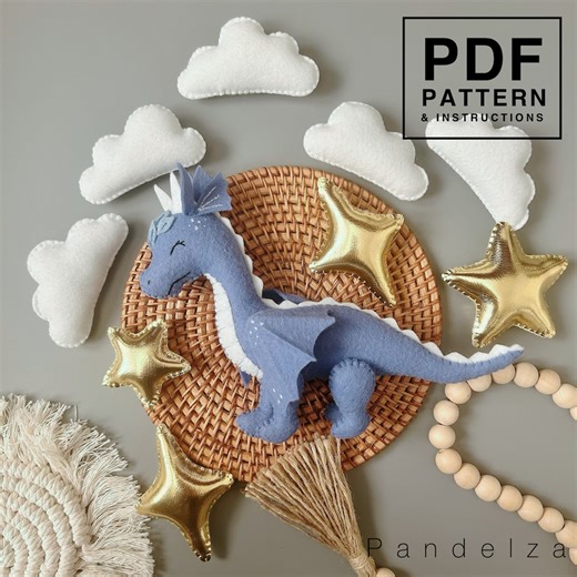 Felt Dragon Sewing Pattern, DIY Mobile Garland (PDF Pattern) - Etsy