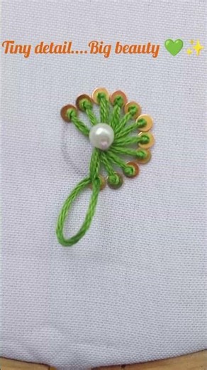 "Easy Embroidery Flower with Pearl ✨ Beginners must try!" #shorts