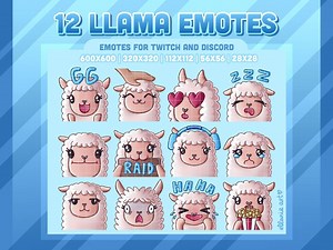 Llama Emotes (12 1) | Animated | Cute Alpaca Emotes | Free Surprise | Twitch Emotes | Discord | Youtube | Llamas Alpacas Sheep Emote Pack - Etsy UK