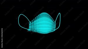 Rotating medical face mask on a black background. Health face mask is very suitable to be used to maintain health, prevent dust and germs. Modern medical technology concept. 4K Animation.