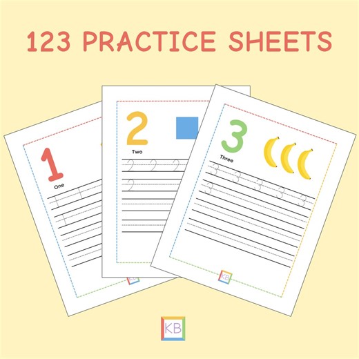 123 Writing Practice - Preschool Math Printable Activity (PDF Download) - Etsy