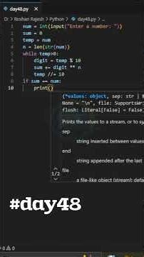 Python Day 48 | Check ✅Armstrong Number #coding #python #codinglife #views #pythonprogramming #viral