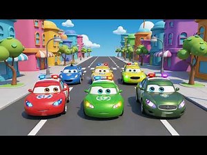 🚓✨ Five Police Cars Dance Around the City | Fun Kids Song & Colorful 3D Animation 🎶🌈