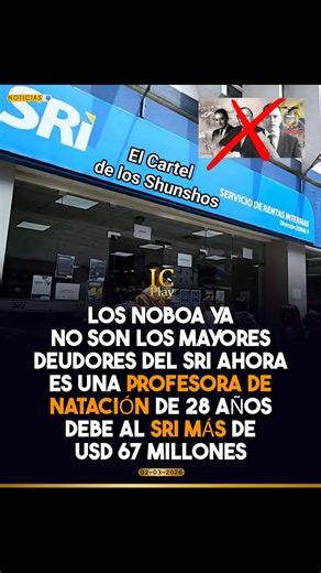 / En febrero de 2026, el Servicio de Rentas Internas (SRI) actualizó la lista de los mayores deudores tributarios del Ecuador, y la sorpresa la dio Denise Jomayra Hoyos Santana, de 28 años, quien ahora ocupa el primer lugar como persona natural, desplazando a la Exportadora Bananera Noboa, que se acogió a una remisión tributaria en 2025. Denise Hoyos, originaria de Quevedo, combina su profesión de abogada con la de profesora de natación en un colegio local y en el club deportivo “Hermanos Hoyos”