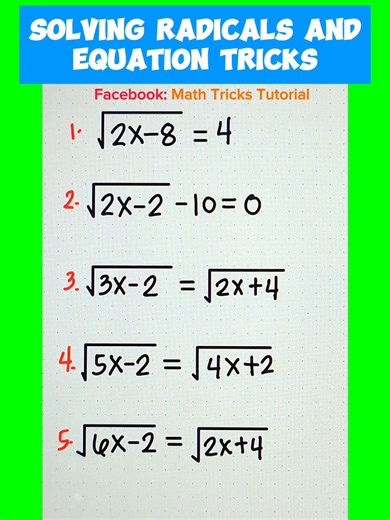 25 reactions · 28 shares | How to solve Radicals Equations? | Math Tricks Tutorial | Facebook