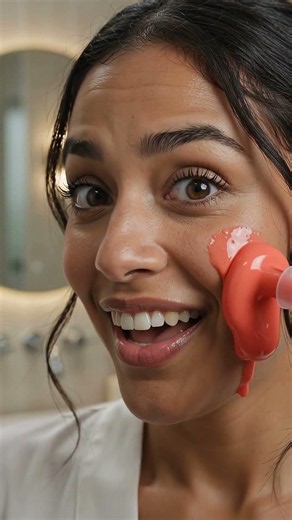 Orange Slime Pours All Over Her Face 😮😮 #slime #slimeface