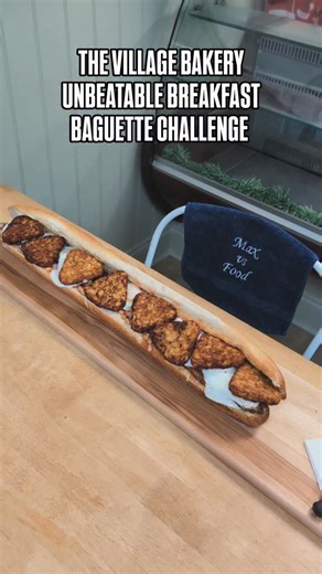 Guess how long it took me to eat Village Bakery's Viral Undefeated Breakfast Baguette Challenge for a shoutout in the video posting SUNDAY ... Tomorrow I reveal another surprise about this challenge... But for now... This challenge had only been available for 2 weeks with over 60 people FAIL... I couldn't see why, until I saw the time limit, 20 short minutes eat this 27" baguette with... - 8 Hash Browns - 8 Bacon - 8 sausages - 6 eggs - Whole tin of baked beans HUGE thank you to @thevillagebaker