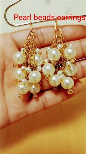 DIY chain and pearl beads earrings| handmade jewellery #diy #earrings #shorts