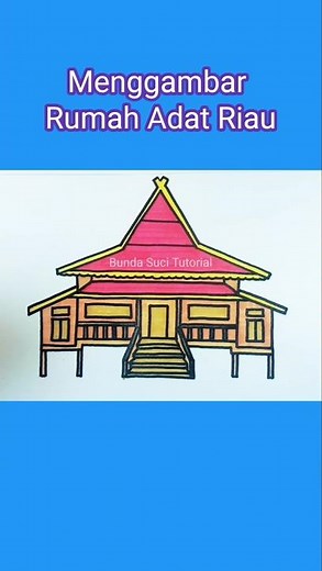 Tutorial on drawing and coloring Riau Traditional Houses #traditionalhouses #drawingtraditionalho...