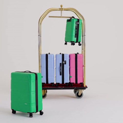 United Colors of Benetton Now! Hardside Luggage with Spinner Wheels, Red, Checked-Medium 23 Inch