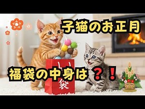 猫年はないらしい…🐾 子猫たちの初売りと初詣 New Year’s Sale & First Shrine Visit 🐾 What’s Inside the Lucky Bag?
