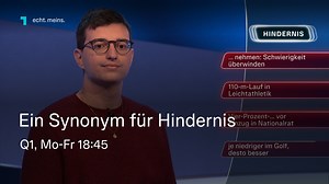 1.7K views | Gesucht wird diesmal ein Synonym für das Wort Hindernis. Mal schauen ob diese Aufgabe für die Kandidat:innen eine Hürde darstellt. ORF 1 - Mo-Fr 18:45, #Q1 - Ein Hinweis ist falsch | ORF 1 | Facebook
