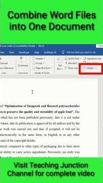 How to Merge MS Word Files Into One Document #TeachingJunction #Excel #Combine #Shorts #WordFiles