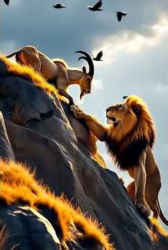 "Goat vs Lion Fight | Wild Animal Battle Shorts 🐐🦁"