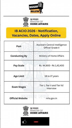 🚨 IB ACIO Notification 2026 | Salary ₹85,000 😲 | Selection Process & Exam Pattern Full Details