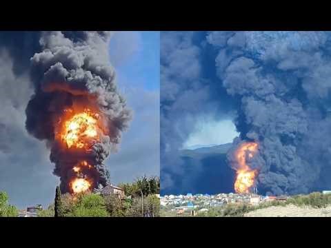 Ukrainian Drones Hit Russia’s Tuapse Oil Refinery Again, causing Massive Fire.