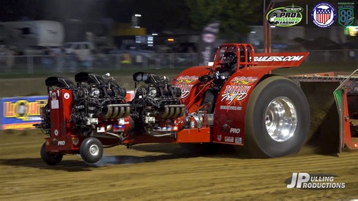 ProBell Racing Products Modified Tractors battling it out at the Coshocton County Fair in Coshocton, OH during the 2025 points finale for OSTPA! Pro Pulling League - #OSTPApull #ProPulling | JP Pulling Productions