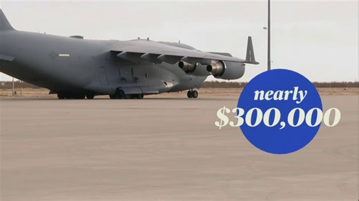 The U.S. military is now transporting migrants on costly C-17 flights, which can run over $28,000 per hour — more than three times what ICE pays for chartered flights. The move comes as the Trump administration looks to ramp up deportations. | CBS Evening News