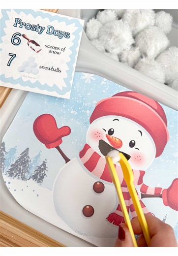 Feed the Snowman, Scoop & Pour, and more! Printables in our Etsy shop! #snowman #sensorybin #preschool #daycare #homeschool