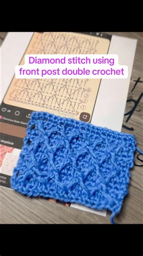 Diamond Crochet Stitch Tutorial | Front Post Double Crochet Using a Diagram