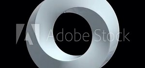 Mobius strip ring sacred geometry. Spatial figure with upturned surfaces. Optical illusion with dual circular contour 3d render. Animation video available in 4k FullHD and HD render footage.