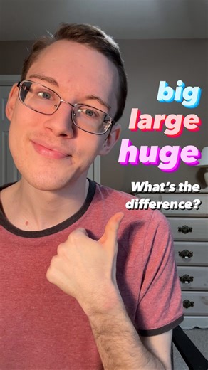 Tim | English Teacher 🇺🇸 on Instagram: "Big, large, huge… do you know the difference between these three adjectives that have quite similar meanings in English? If not, this video can help you with that! Keep reading for more example sentences with these three words, and try writing your own examples with them in the comments below! Take note of the differences in meaning and use between “big”, “large”, and “huge”: 🔸big = large in size and amount; this word is more inform
