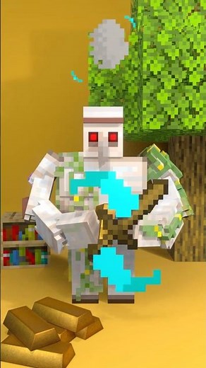 Minecraft Iron Golem Crafts Gold Sword🔥 | 3D Animation | #minecraft #minecraftanimation #blender3d