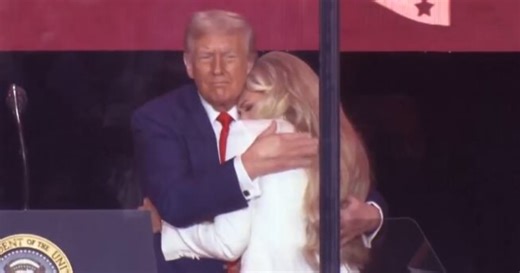 Donald Trump and Erika Kirk hug at memorial service