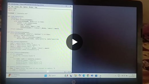 Python Contact Book with CSV and CLI | Hima Janaki Veera Phani Priya Immadi posted on the topic | LinkedIn