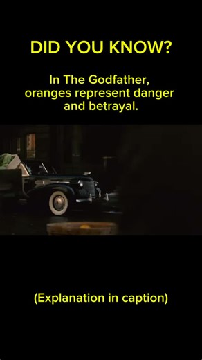 Films that Changed My Life on Instagram: "Did you know this? In the Godfather, oranges as a visual motif often herald danger, deceit or the end of life. They are present when Vito Corleone is ambushed by mob rivals, when the heads of the five families meet and betray each other and when Vito passes away as an old man. While originally intended as a visual contrast for somber sets, the recurring motif became a powerful foreshadowing tool, marking characters or scenes with a sense of foreboding th