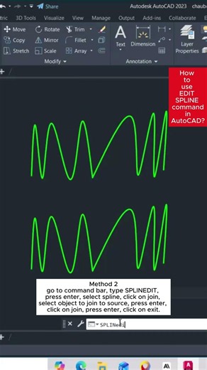 How to use EDIT SPLINE command in AutoCAD? #spline #edit #autocad