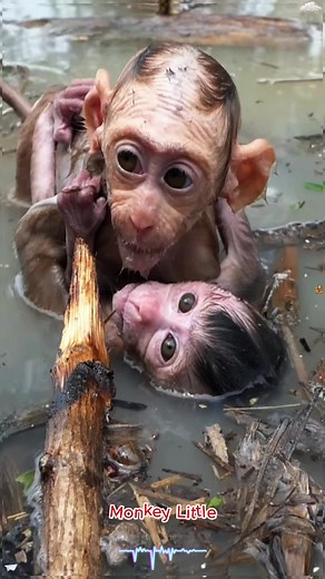 Baby Monkey Enjoys a Bath Time Adventure