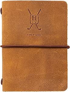 Handy Picks Leather Golf Log Book, Handmade n Refillable, Golf Log n Yardage Book Included