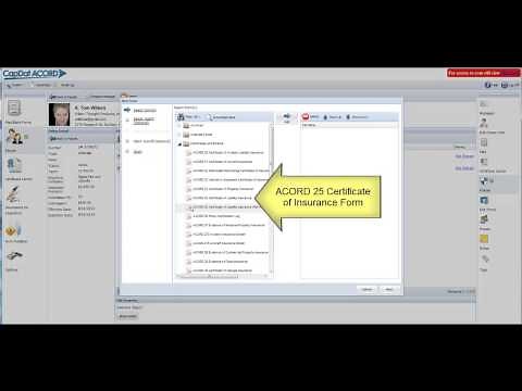 Create a Certificate of Insurance from Policy Profile in Cap Dat ACORD