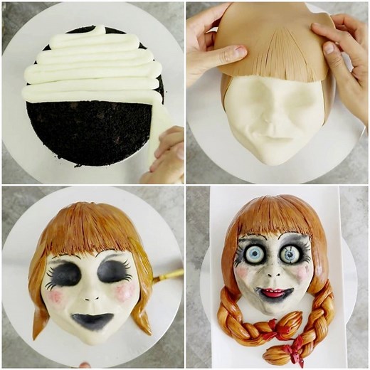 This Annabelle cake is a great idea for a Halloween party or a horror themed party! | MetDaan