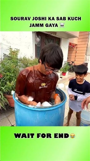 Sourav Joshi Ice Bath Challenge ❄️😱 #souravjoshi #piyushjoshi #icebath