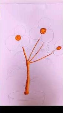 How to Draw a Beautiful flower tree || #youtubeshorts #vairalshort #shortsvideo #shortvairal