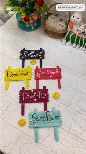DIY with icecream sticks 😍 motivational small DIY boards #shorts #diy